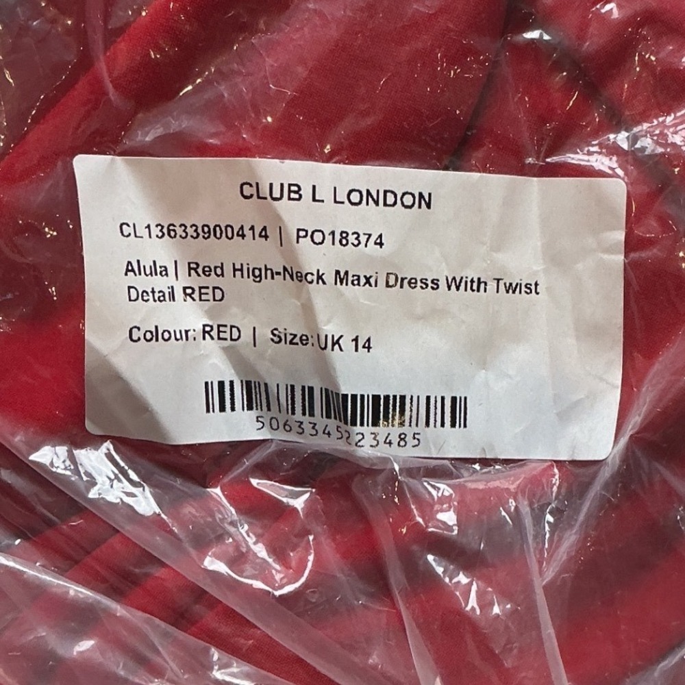 Club L London Alula High Neck Twist Waist Maxi Dress Red‎ Size 10 New With Tags - Picture 6 of 7